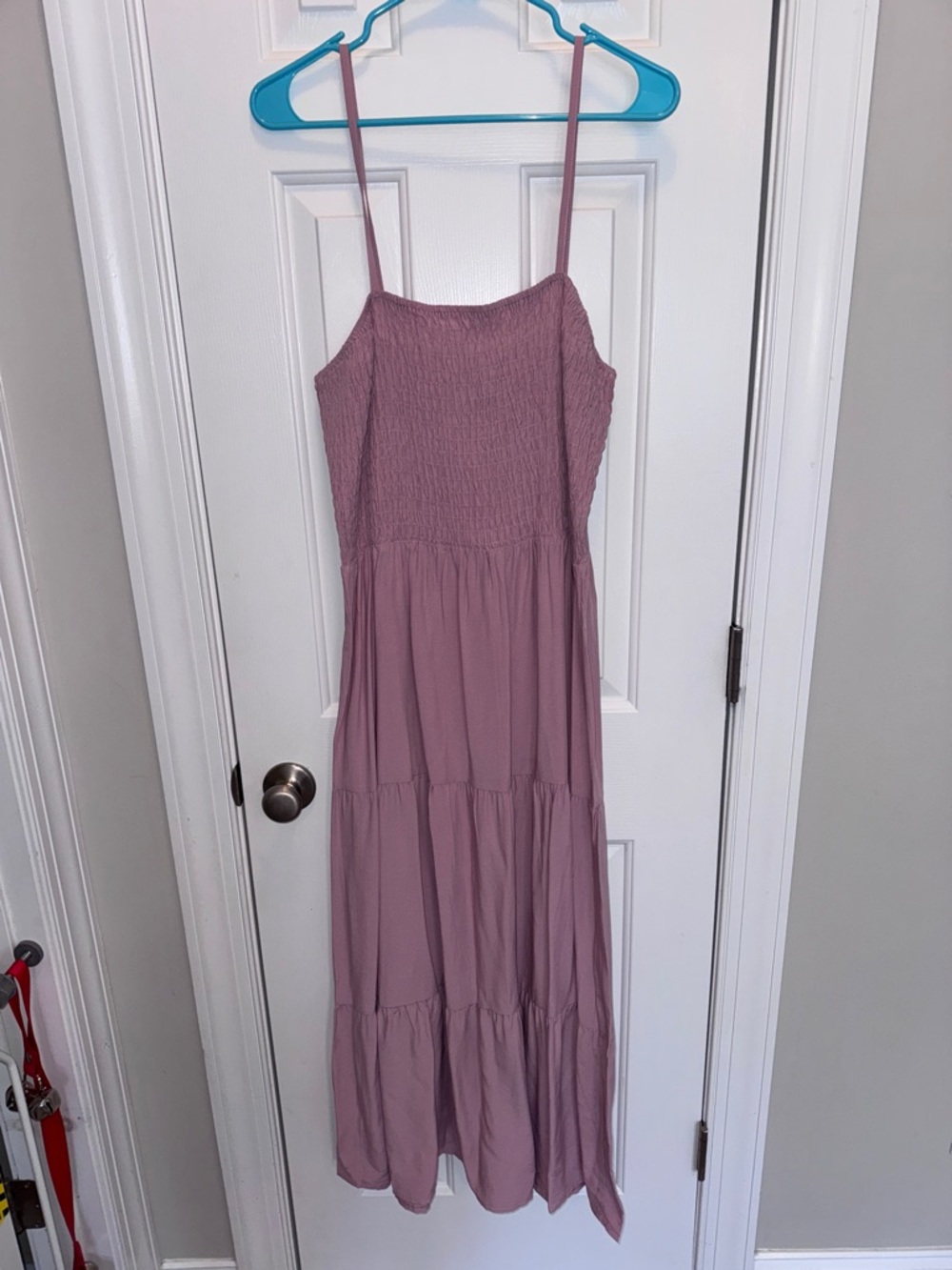 Smocked Tiered Maxi Dress in Dusty Mauve Pink